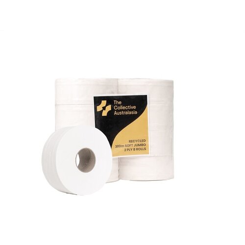 TCA Jumbo Toilet Paper 2ply Recycled 8 Rolls - 300m 