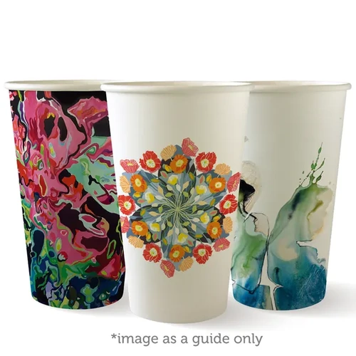 Biopak Coffee Cup Single Wall Art Series 510ml (16oz) - fits large lids