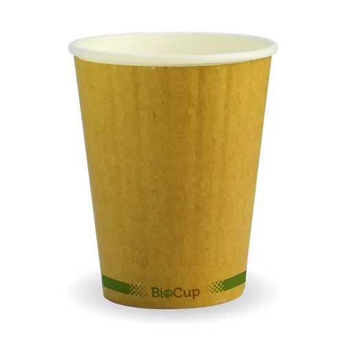 390ml (12oz) cup (fits large lids) - kraft green stripe