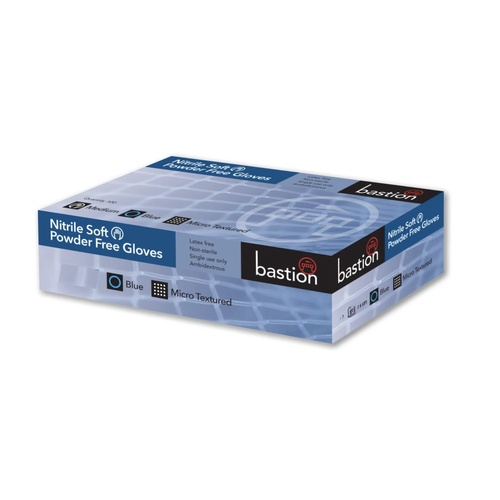 Bastion Powder Free Gloves Vinyl Blue Small, 100 Per Pack