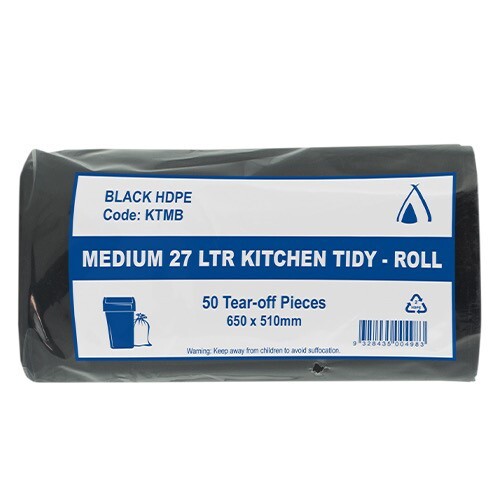 Huhtamaki Kitchen Tidy Bin Liner, Medium, 27L, Black