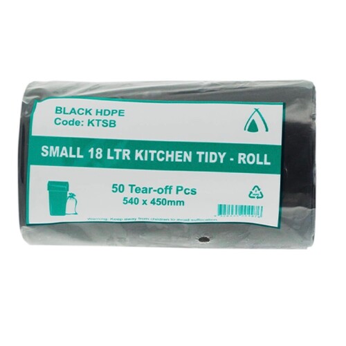 Huhtamaki Kitchen Tidy Bin Liner, Small, 18L, Black 