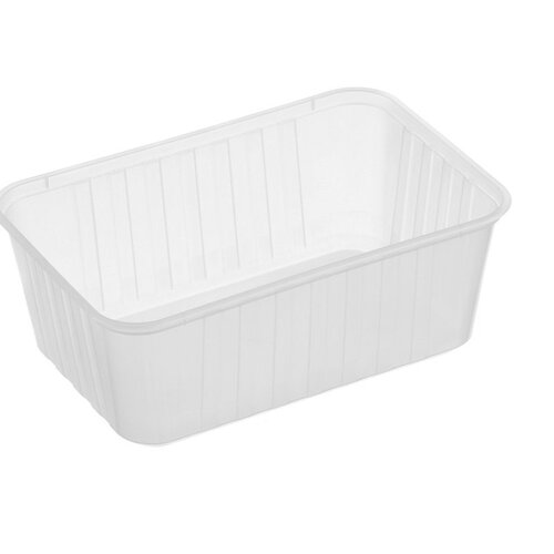 Genfac Plastic Rectangle Container Ribbed Clear 1000mL