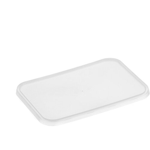 Plastic Rectangle Ribbed Lid Clear 